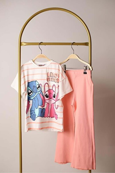 Booni Jooni مجموعة ملابس رياضية ليلو وستيتش باللون الوردي