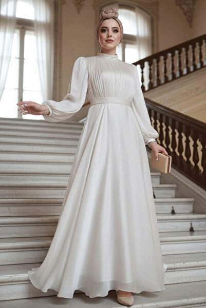 N.S NEVA STYLE Βραδινό φόρεμα Hijab με λεπτομέρεια από πέτρα 51072TAS