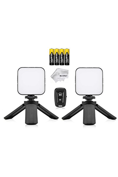 AZT Puluz PU529B 2x 64 Led Light 5w 800 Lümen Sürekli Işık 2x Mini Tripod ve ...