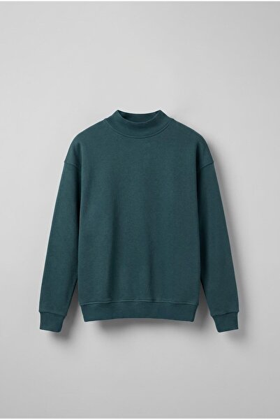 ablukaonline Erkek Rahat Kalıp Basic Uzun Kollu Sweatshirt Yeşil