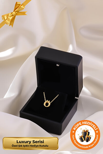 Lucente Jewellery Luxury Serisi Işıklı Hediye Kutulu 925 Ayar Altın Gümüş Kap...