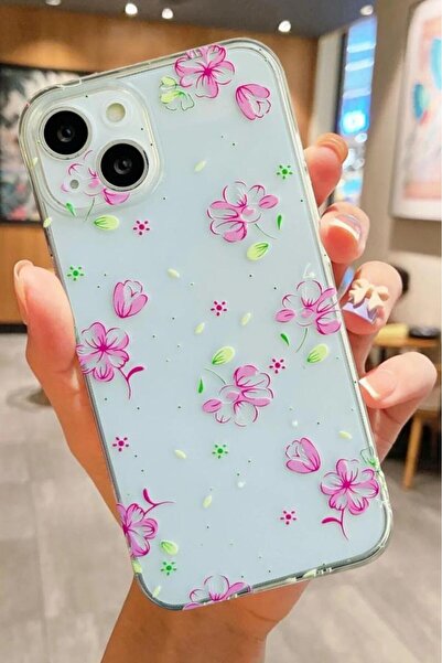 3GEN CASE İphone 15 Plus-İphone 14 Plus Uyumlu Tatlı Çiçekler Desenli Şeffaf ...