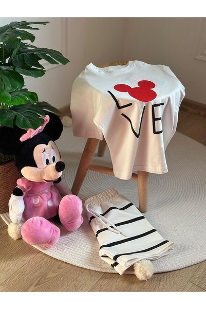 Booni Jooni Love Mickey Striped Shorts Set
