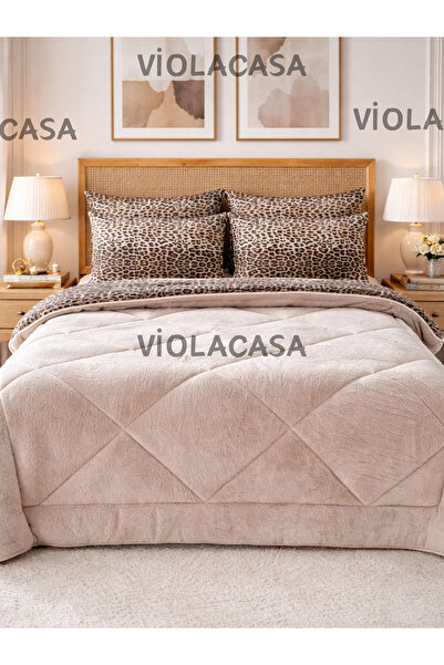 tekstildiyarı Çift Kişilik Welsoft Puffy Uyku Seti (LASTİKLİ ÇARŞAFLI) Bej Le...