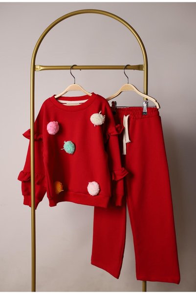 Generic Brand Colorful Pompom Detailed Tracksuit Set