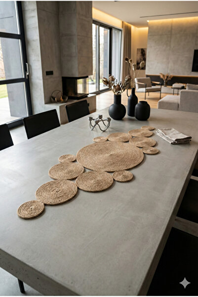 Homever Pointy 100x40cm Hasır Jüt Halat Salon Mutfak Masa Örtüsü / Runner / R...