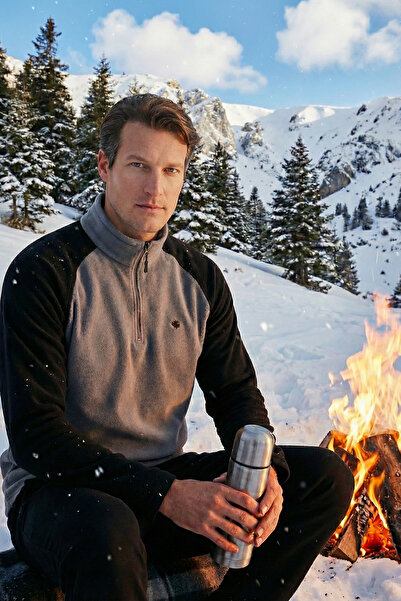 Buratti Slim Fit Half Zipper Cold-Proof Winter Fleece-Lined Fleece Men's Polar 5906055