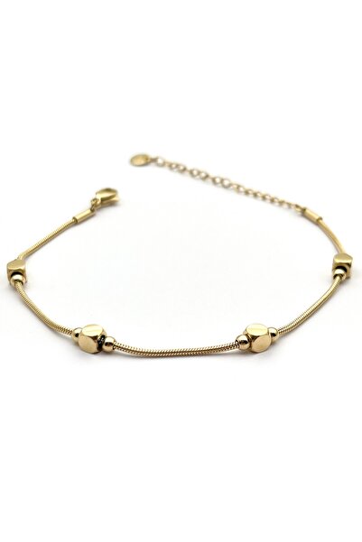 Siya Silver Steel Bracelet with Cube Detail - 316L Steel