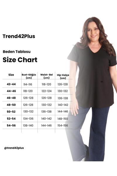 SERTUĞ Büyük Beden Kadın V Yakalı Yırtmaçlı Basic Ekru Bluz (T-Shirt)