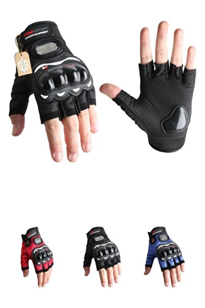 SINGLE SWORD Kısa Parmak Profesyonel Korumalı Avuç içi Kaydırmaz Siyah Bisiklet/Motosiklet Eldiveni XL