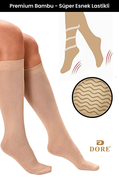 Dore Original Women's 1 Pair Premium Bamboo Massage Socks Non-Squeezing Flexible Elastic & Non-Sweating Socks Beige