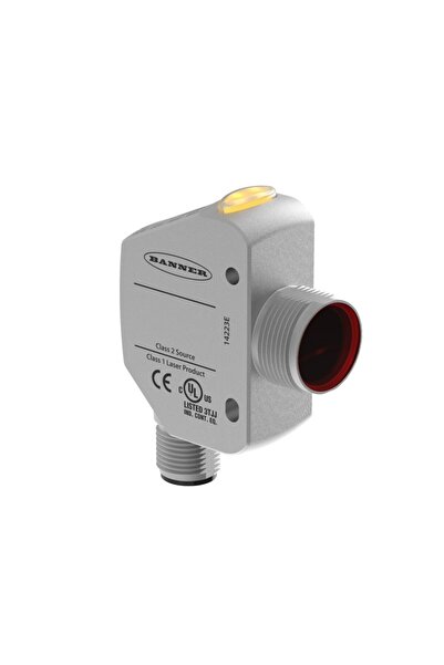 Q4XTILAF300-Q8 Lazer Mesafe Sensörü , 300mm algılama, 4-20mA Analog Çıkış, M12 Konnektörlü