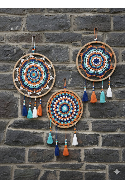 Home Duvar Dekorasyon 3'lü Düş Kapanı Makrome Mandala