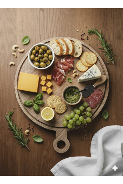 selinaksesuar نموذج بمقبض، ولوح تقطيع خبز مسطح خشبي، وطبق تقديم، وصينية عرض البيتزا