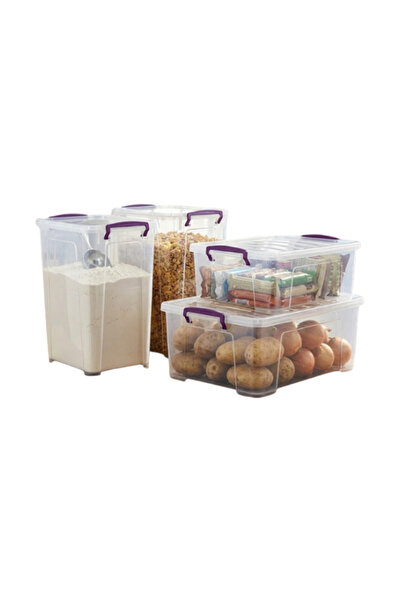 BERT 4-Piece Kitchen Pantry Storage Set 11 + 20 Liter Vertical and 10 + 30 Li...