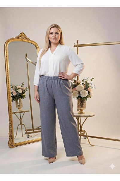 kaes giyim Women's Plus Size Comfortable Fit Linen Pants Without Pockets with...