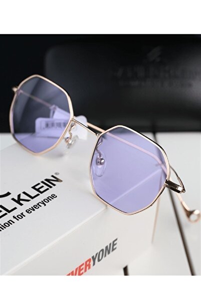 Daniel Klein Soft Lila Gold Küçük Altıgen Polarize Camlı Kadın Güneş Gözlüğü