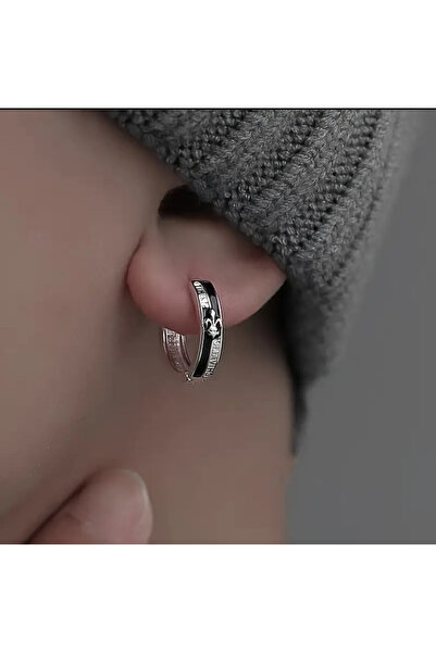 JORG ZENN Erkek Siyah Çelik Küpe JZ1905