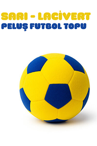 esdishopping Peluş Futbol Topu Sarı-Lacivert Yumuşak Peluş Top 20x20cm