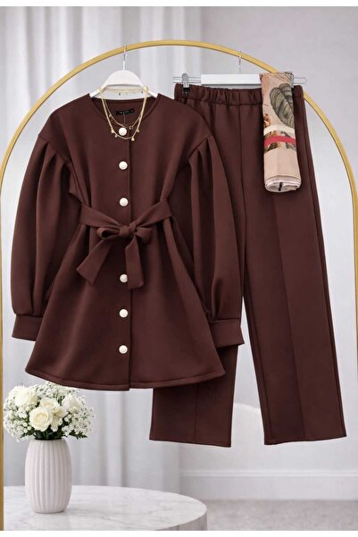 MODA VEDAT Women's Balloon Sleeve Tunic - Pants Scuba Suit -0561