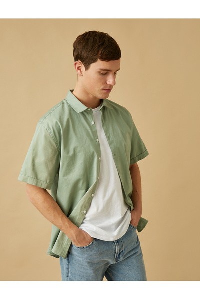 Koton basic Cămașă de vară cu mânecă scurtă cu guler clasic