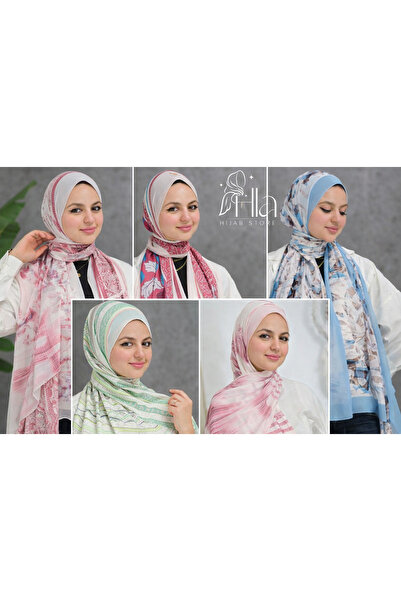 Hala Chiffon scarf with digital print, set of 5 pieces, size 180 x 75