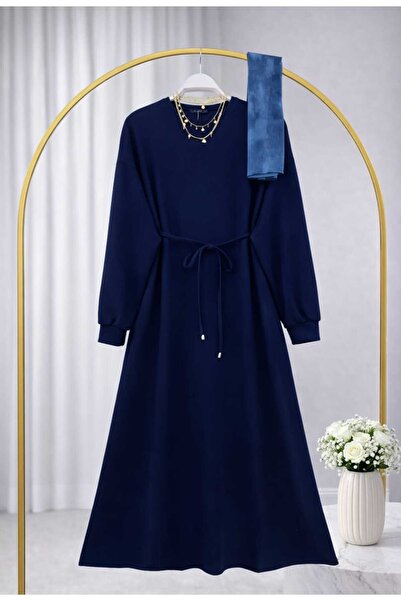 MODA VEDAT KADIN DÜZ İP KUŞAKLI ELBİSE