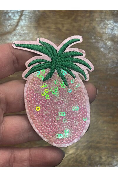 Gönülden Tasarım Aplic de fructe roz de 4x7 cm, care se lipsește cu călcat, aplic de broderie cu paiete