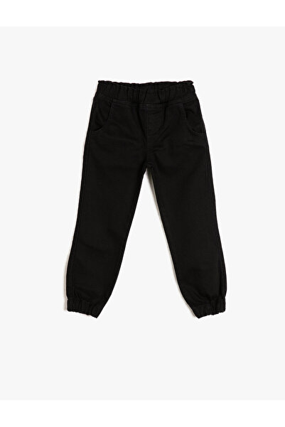 Koton Pantaloni negri din bumbac cu talie normală pentru băiat