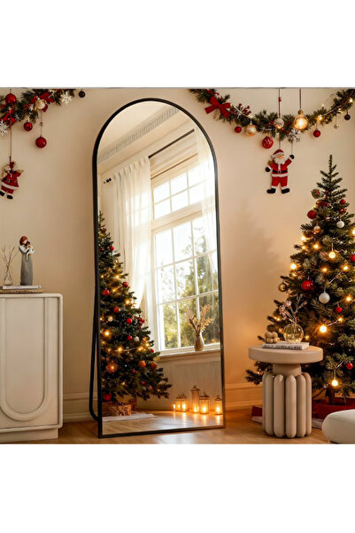 Generic مرآة كاملة الطول {156×47}سم مع حامل مقوس، مرآة أرضية، مرآة حائط، معلقة/مائلة | اسود