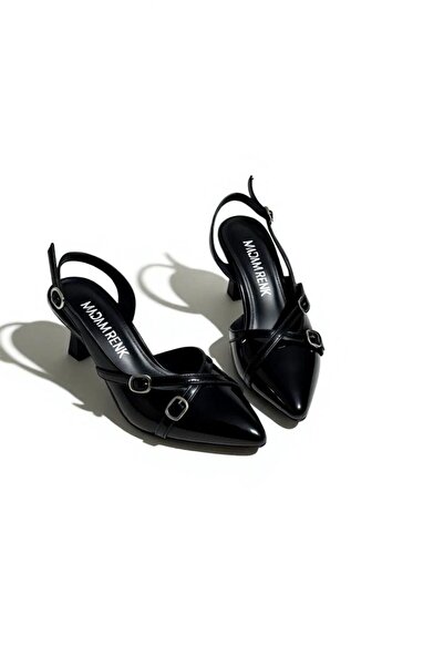 madamrenk Γυναικεία μαύρα λουστρίνια παπούτσια με διπλό λουράκι με λεπτομέρει...