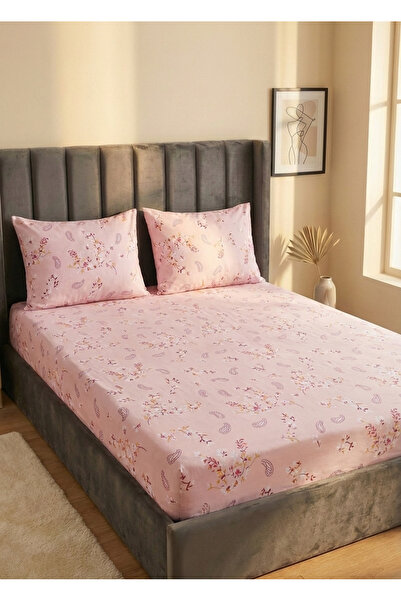 ChicMaison King Size Double Cotton |   Elastic |   Sheet Set |   Powder Ethnic