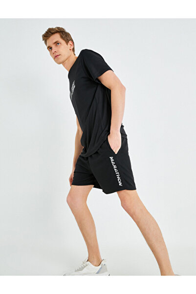 Koton Slogan Printed Short Sports Shorts Tie the Waist