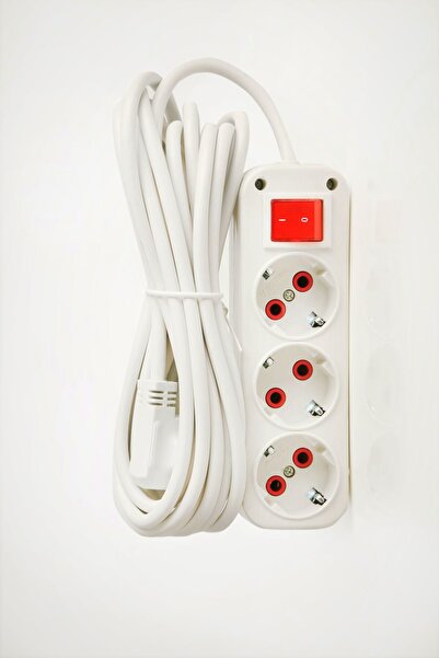 AS Grup Grup 3'lü Ara Kablo Anahtarlı Topraklı Üçlü Priz (3 METRE)