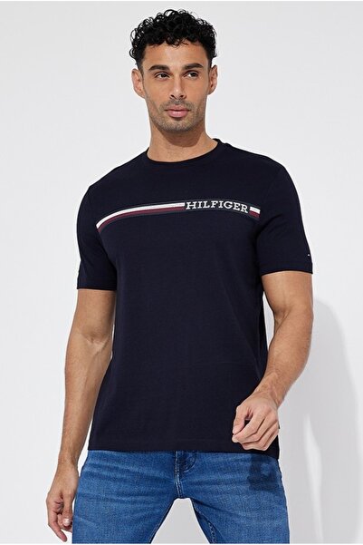 Tommy Hilfiger تي شيرت رجالي من القطن بقصة عادية ورقبة دائرية MW0MW33688 DW5