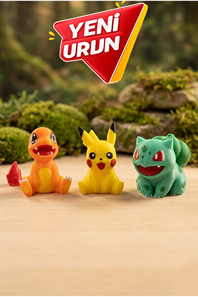 YAGLİZ Pokemon 3’lü Figür Seti – Pikachu, Charmander, Bulbasaur – 5 CM Pokemo...