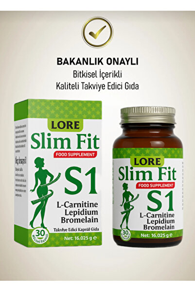 LoreLife SLİMFİT S1 30KP LCARNİTİN, LEPİDİUM, BROMALAİN İÇEREN BİTKİSEL KAPSÜL