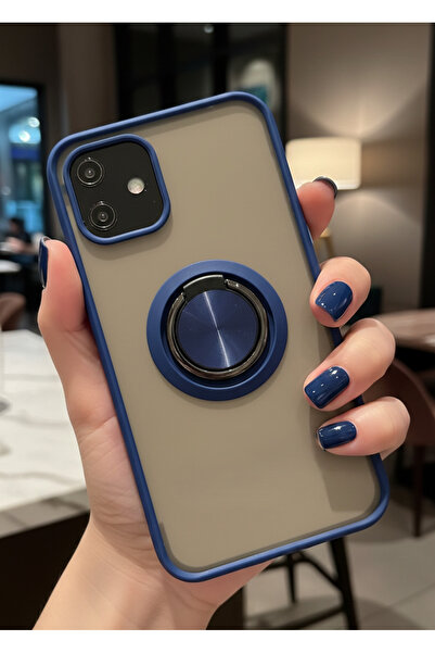 Hatreds iPhone 12 İçin Kamera Korumalı Yüzüklü Kılıf - Leke Tutmaz Mat ve Day...