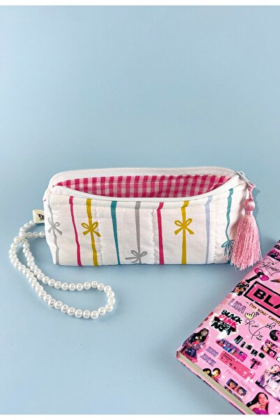 esperidesign Püsküllü Tek Gözlü Elyaflı Yıkanabilir Kalem Kutusu, Kalemlik, M...