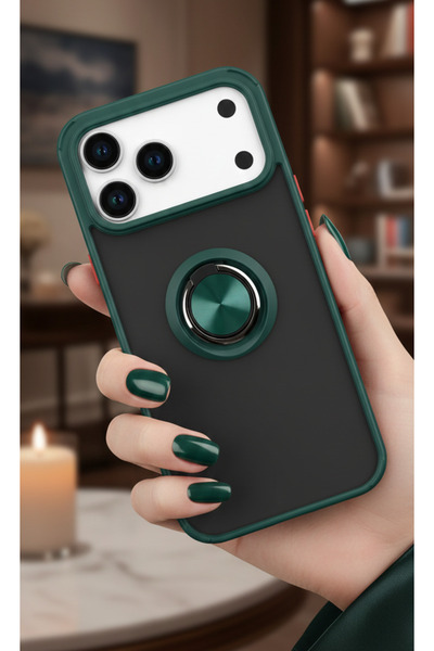 Hatreds Apple iPhone 17 Pro Max İçin Kamera Korumalı Yüzüklü Kılıf - Leke Tut...