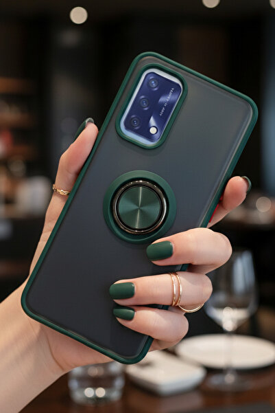 Hatreds Oppo A74 4G İçin Kamera Korumalı Yüzüklü Kılıf - Leke Tutmaz Mat ve D...