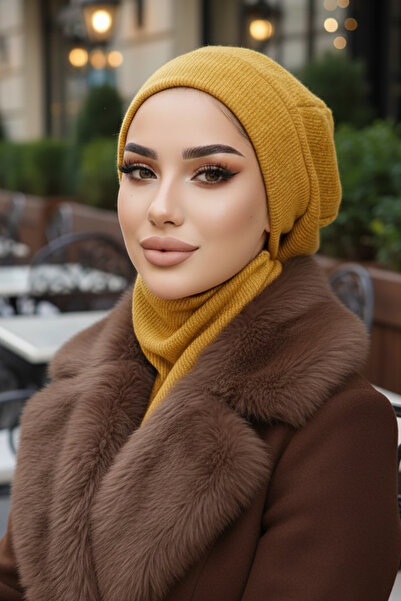 Aişe tesettür Hardal Tesettür Bere Ve Etol Takım