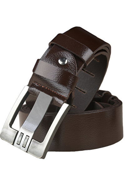 DeepSEA Curea sport maro din piele naturală 100% cu limbă groasă | Poate fi scurtat | Zilnic și sport | Producție internă 1801312