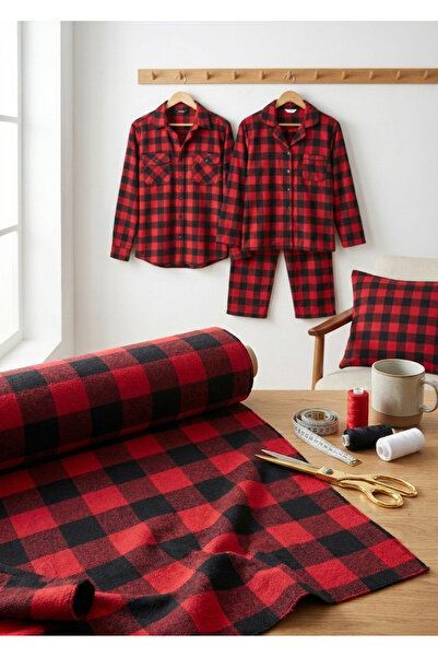 kumaş sarayı Yünlü Ekose Kumaş Kabanlık Ceketlik – Sıcak Tutan Kışlık Desenli...