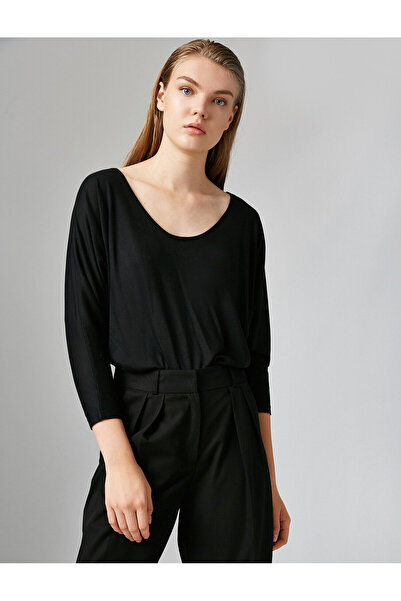 Koton Tricou negru Basic cu mânecă lungă de damă