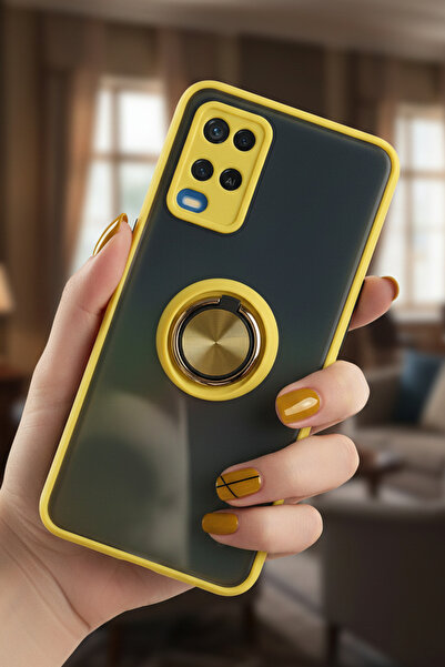 Hatreds جراب لهاتف أوبو A54 4G مع حلقة وحماية للكاميرا - مقاوم للبقع، ملمس غي...