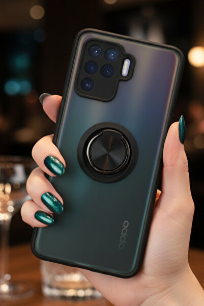 Hatreds Oppo Reno 5 Lite İçin Kamera Korumalı Yüzüklü Kılıf - Leke Tutmaz Mat...