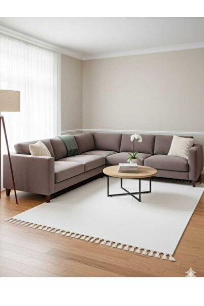 ALTUN CARPET MODERN KARBEYAZ PONPON SAÇAKLI POST PELÜŞ KAYMAZ TABAN HALI
