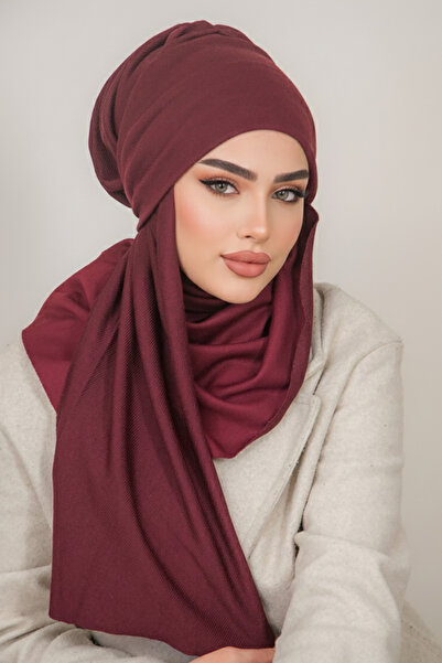 Aişe tesettür Bordo Kelebek Bone Şal