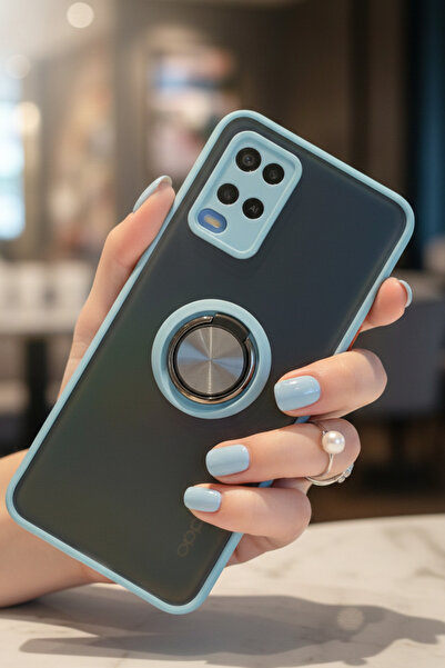 Hatreds جراب لهاتف أوبو A54 4G مع حلقة وحماية للكاميرا - مقاوم للبقع، ملمس غي...